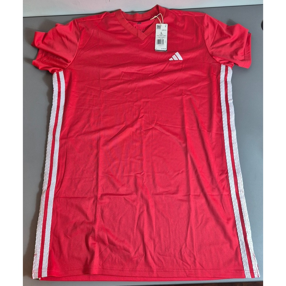 Adidas Womens Shift Athletic Shirt Dress Large Red with White Stripes NEW NWT